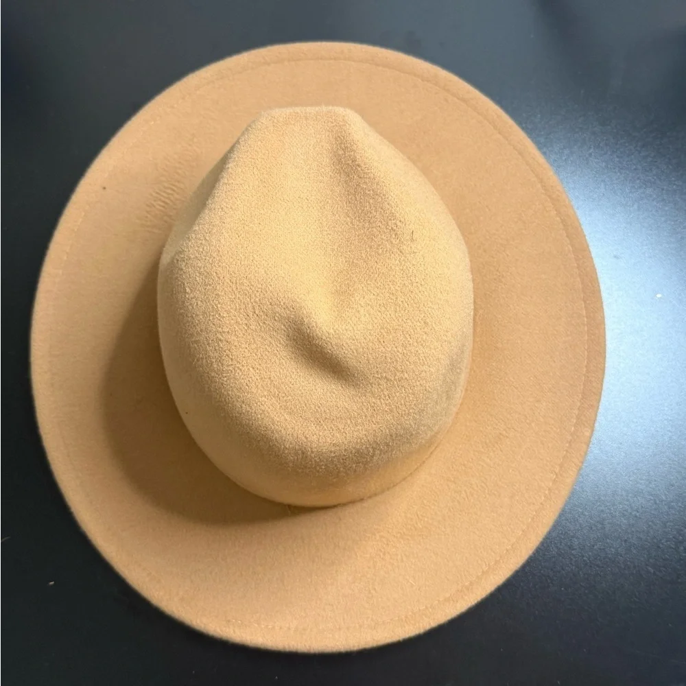 Abercrombie & Fitch Camel Wool Felt Wide Brim Fedora Hat Boho Chic - Picture 4 of 6